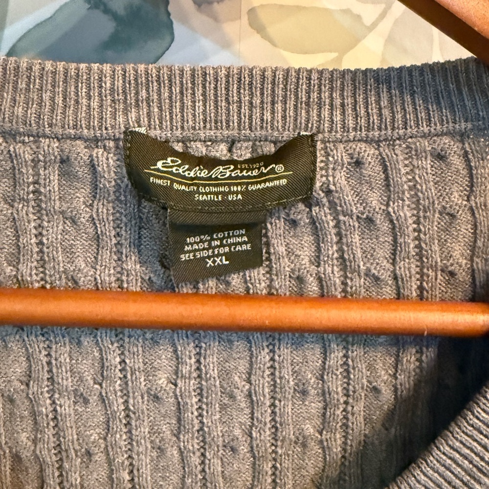 Eddie Bauer Women's Gray Cable Knit Cardigan XXL - Picture 2 of 4